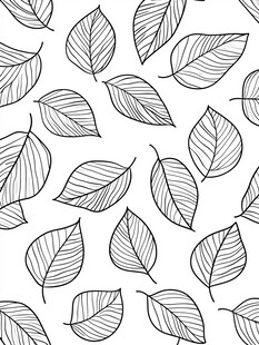 树叶线描