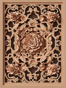 木雕精雕素材花纹