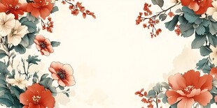 手绘春天古风花卉背景