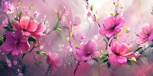 梦幻背景杏花杜鹃花