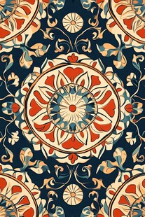 蓝色印花古典图案