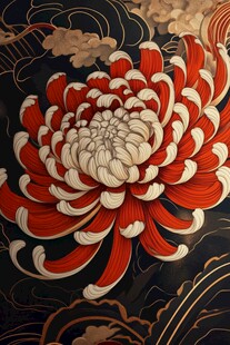 牡丹花线描金轻奢