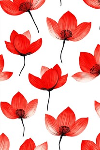 红莲花荷花花卉图案