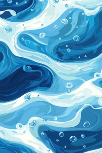 插画水波