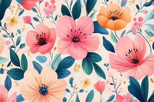 卡通印花花卉壁纸