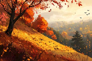 秋天森林画秋天壁纸