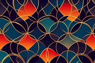 金色背景花型动感线条