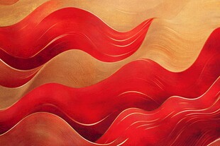 红色喜庆炫丽流体画