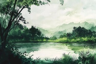 墨绿风景画