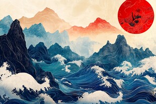古风海浪包装插画