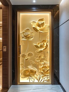 金线荷花客厅背景