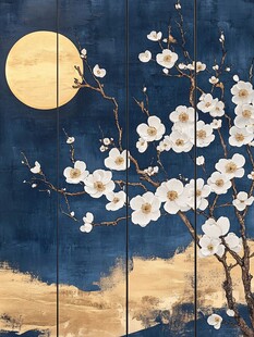 岩彩山茶花之皎月