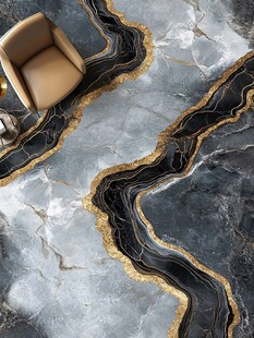 极简金箔石根线条对拼