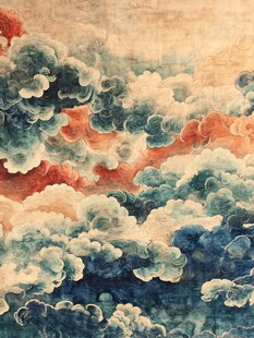 彩墨云纹艺术画