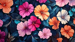 3d浮雕缤纷花卉