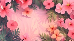 田园风热带树叶花朵