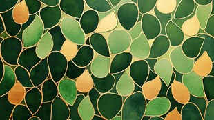 高端绿色背景金色图案