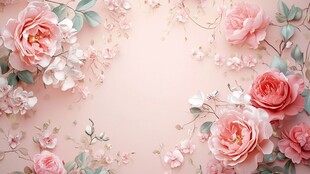 3d立体玫瑰花藤背景