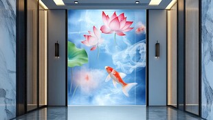 现代鲤鱼壁画