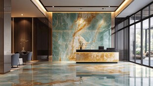 蓝色大理石迎宾区