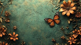 蝶恋花橙色蝴蝶背景