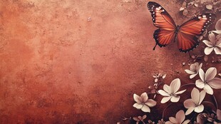 蝶恋花橙色蝴蝶背景
