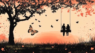 浪漫情侣插画背景