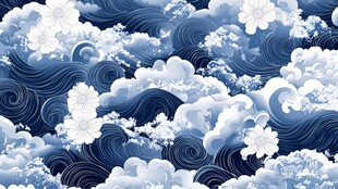 日式浪花背景