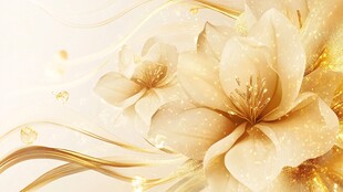 高精手绘黄金拉丝花卉