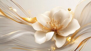 高精手绘黄金拉丝花卉