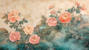 牡丹墙画