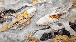 现代鲤鱼壁画