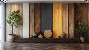 多彩木头墙面装饰