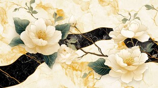 牡丹花线描金轻奢