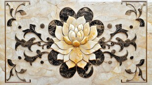 金色浮雕荷花背景墙