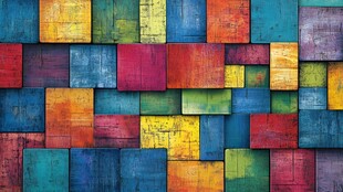 多彩木头墙面装饰