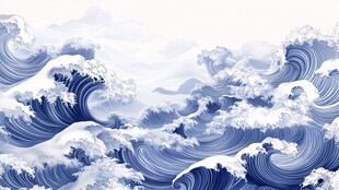 日式浪花背景