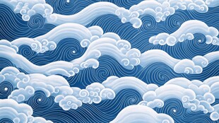 中式图案云纹浪花