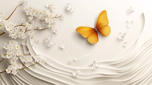 蝶恋花橙色蝴蝶背景