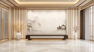 现代轻奢中式背景墙