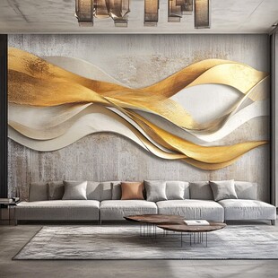 金色线条意境背景墙