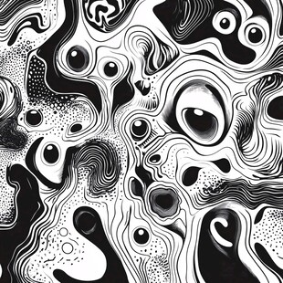 黑白流体创意抽象画
