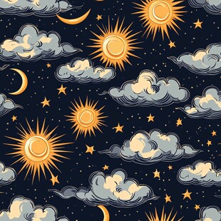 意境仲夏夜云纹素材