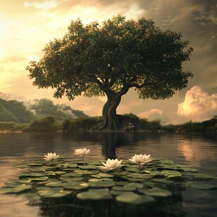 水面上的大榕树