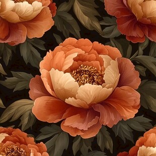 手绘质感牡丹花