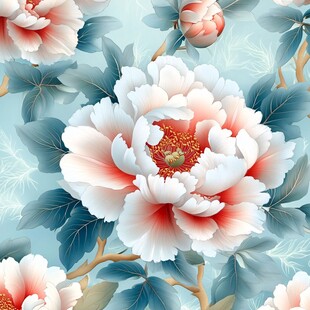 手绘质感牡丹花