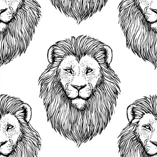 手绘狮图案