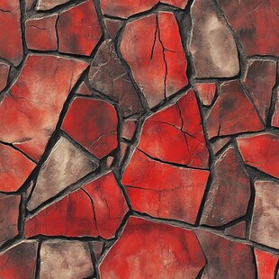 红色不规则石墙