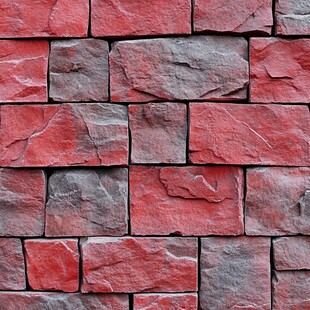 红色条石墙壁