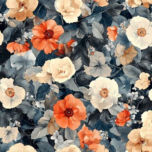 数码印花图案花卉